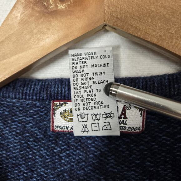 VTG Tiara International Cardigan Sweater sz L Red White Blue Zip Front Patriotic - Picture 9 of 13